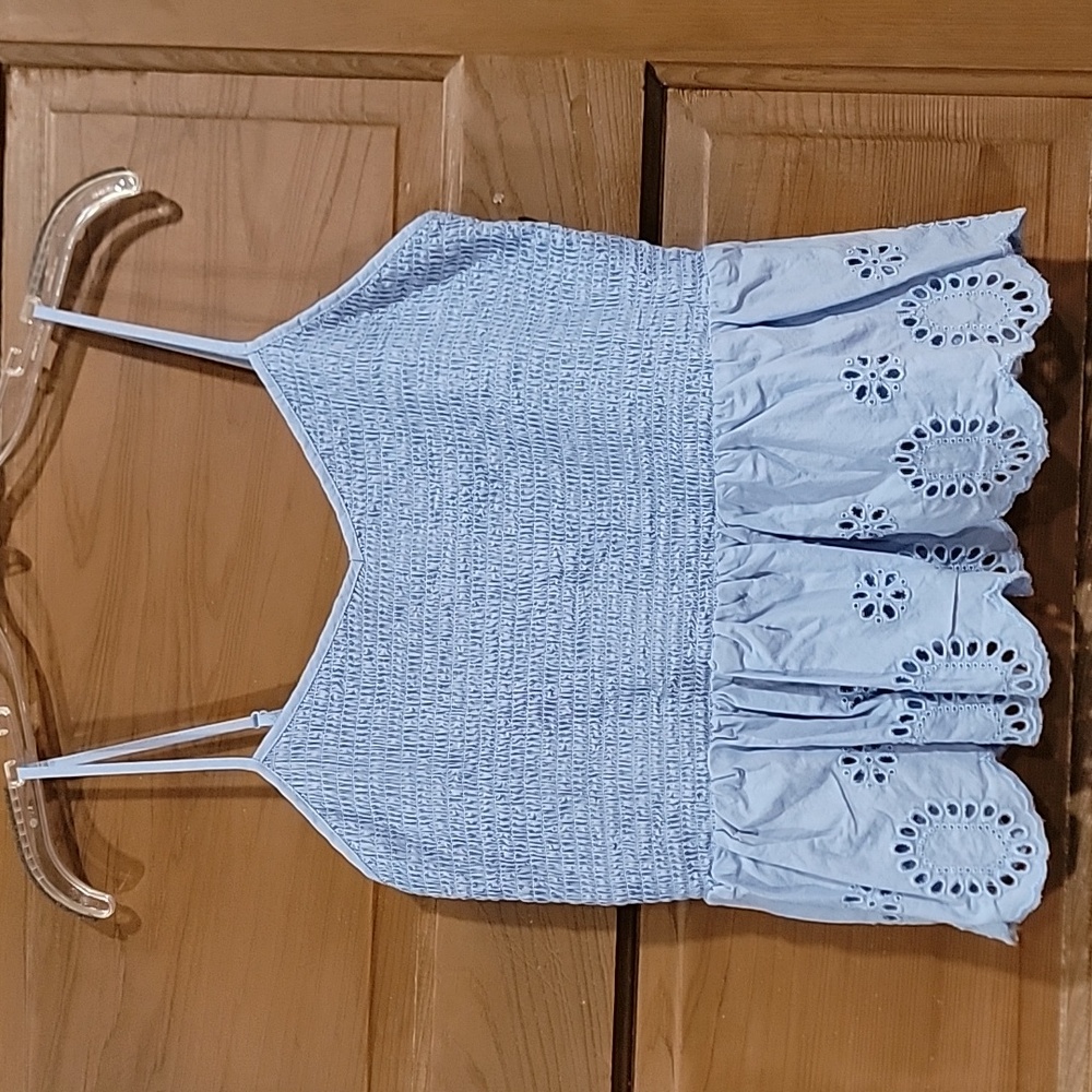 No Boundaries Sky Blue Eyelet womens top